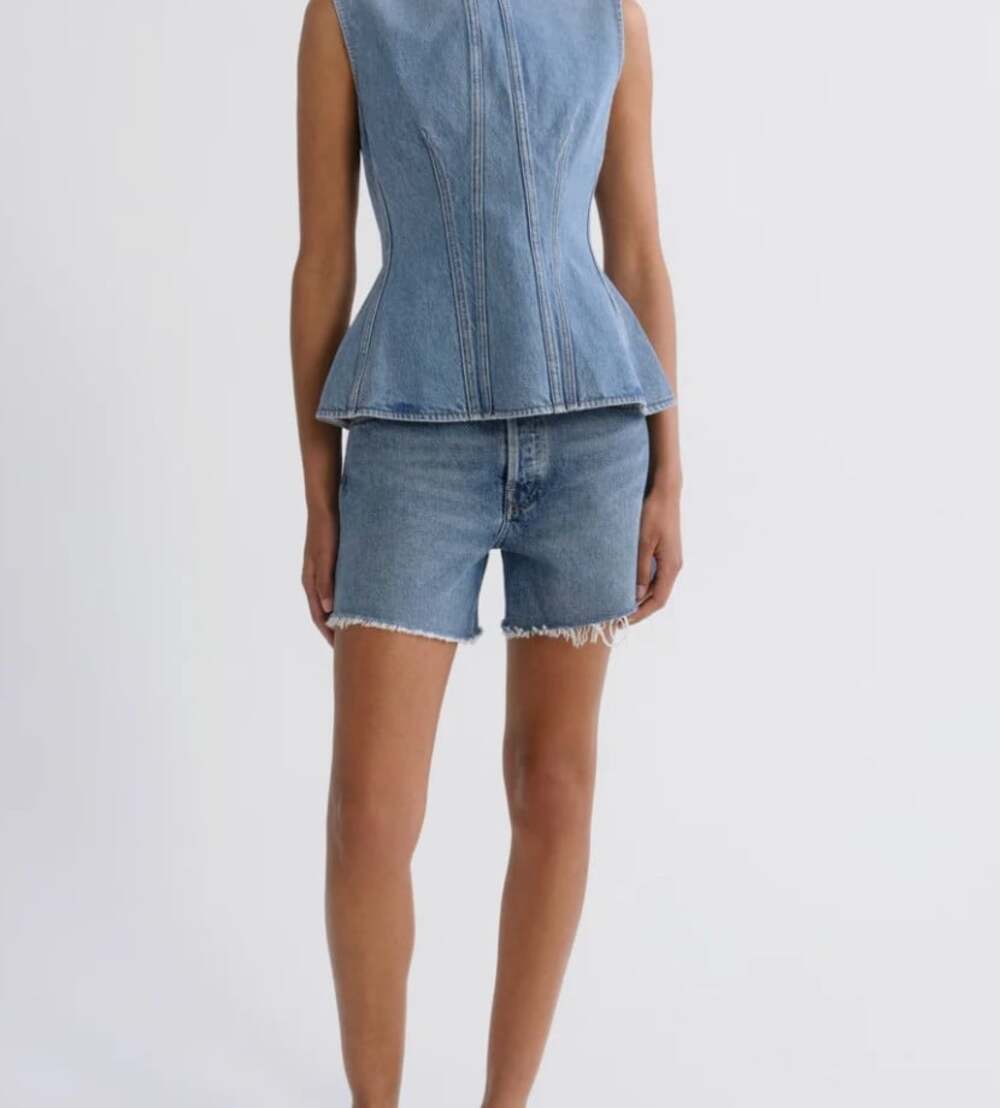 Agolde Parker Long Short in Skywave Size 27 Denim Shorts